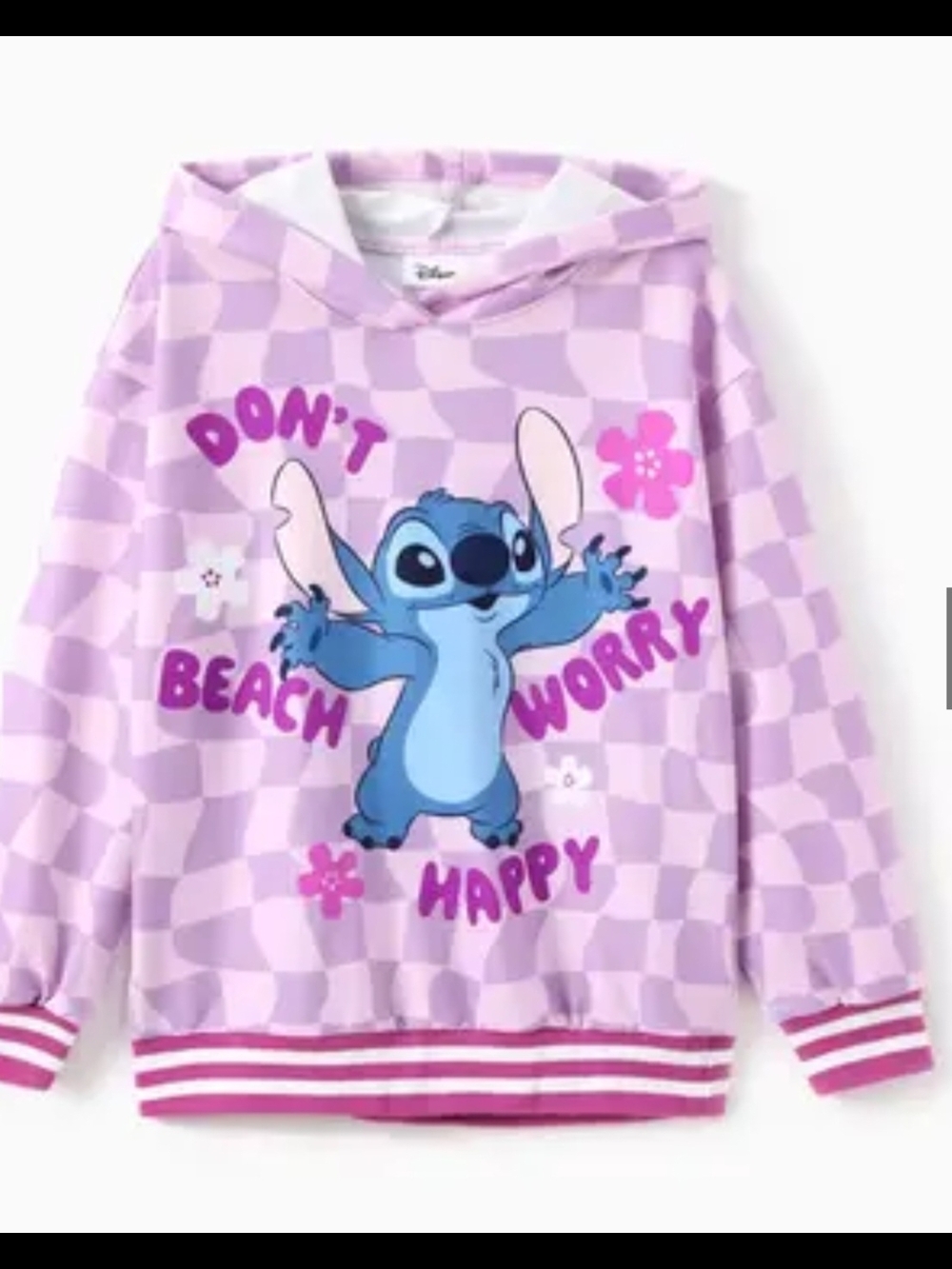 Disney Kids' Lavender Stitch Hooded Sweatshirt - Don't Worry Beach Happy
